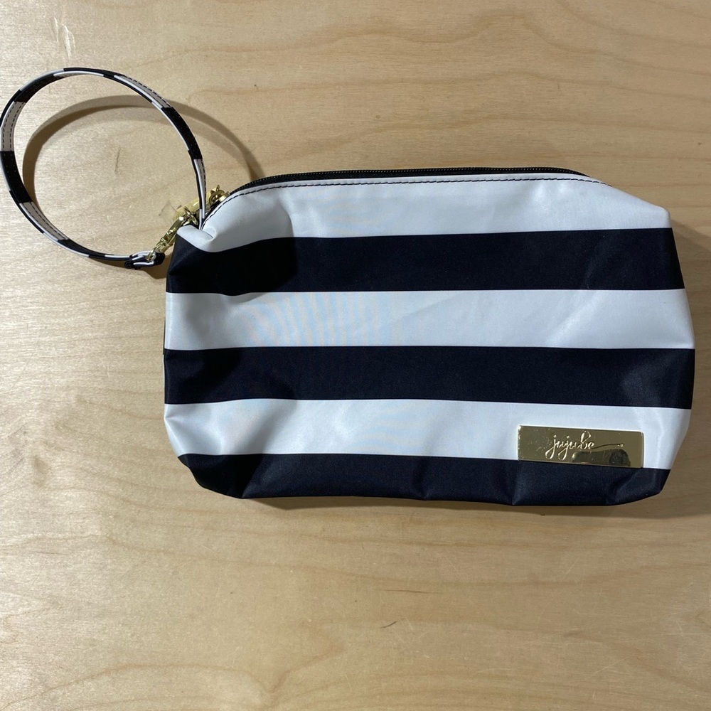 Ju-Ju-Be Classic Black and White Striped Cosmetic Bag (QE)